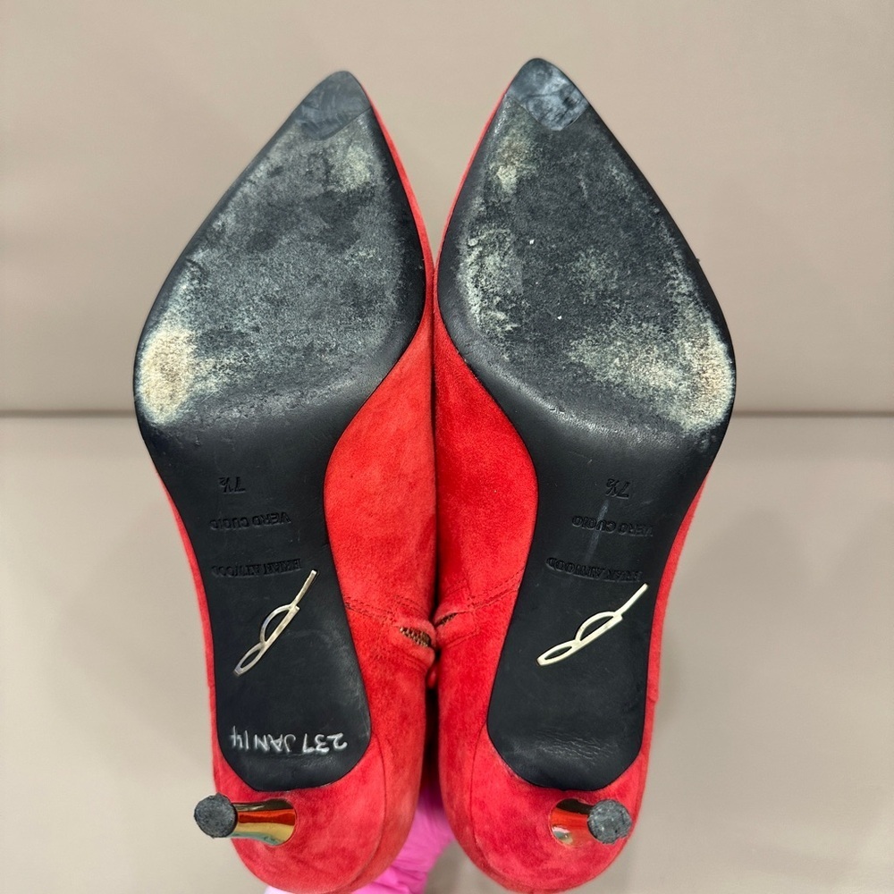 Brian Atwood Mcalester Red Suede Ankle Boots - Picture 9 of 9